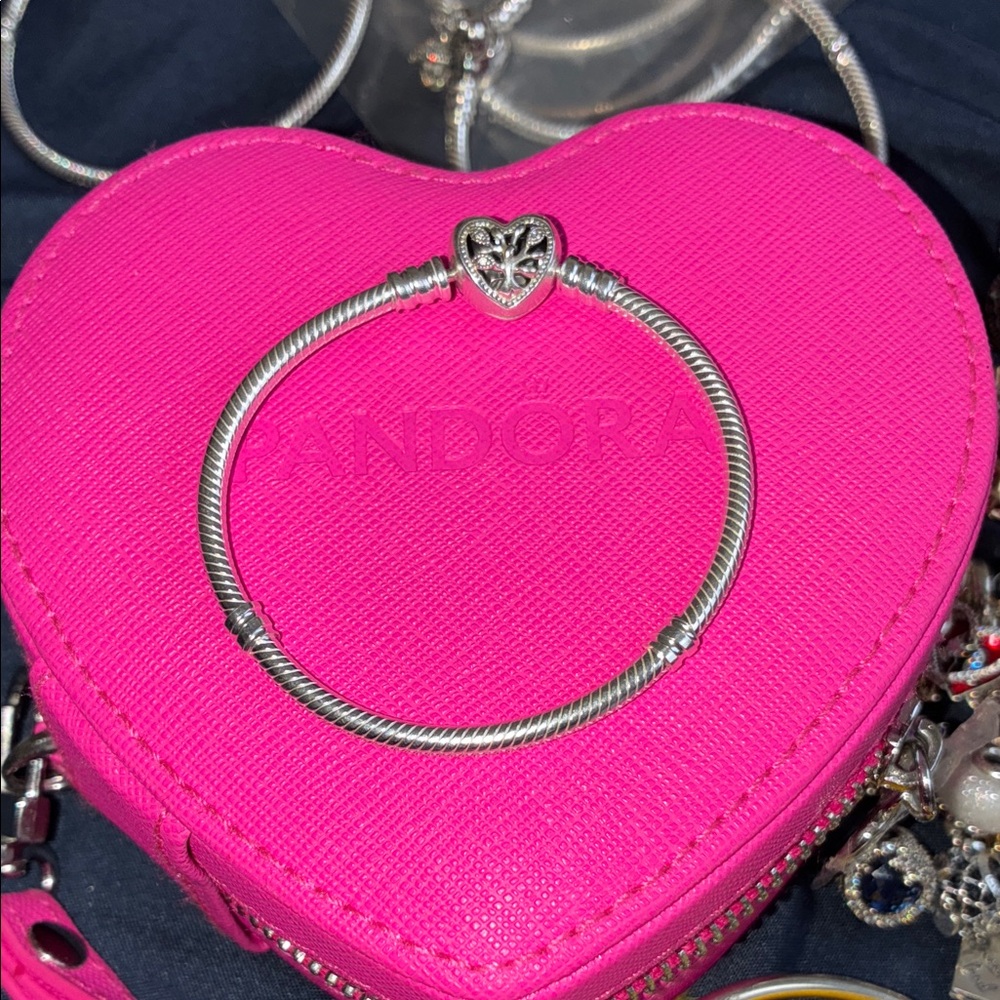 Pandora Silver Bracelet with Heart Detail Family Tree